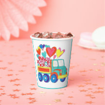 Paper Cup Truck Hearts