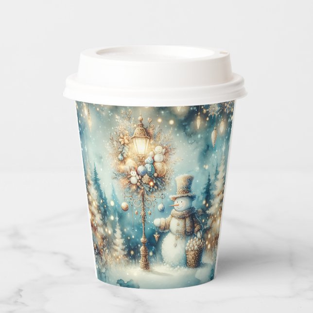 Paper cup-Vintage Christmas Snowman Paper Cups (Front)