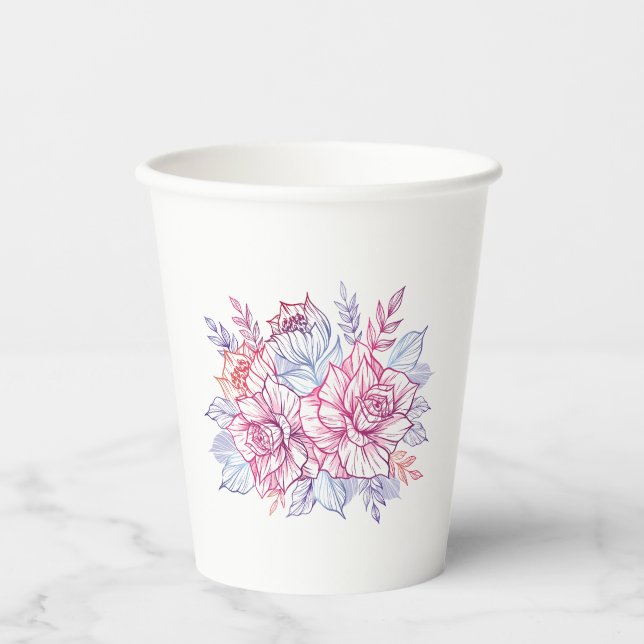 Paper cup with a bouquet of flowers (Front)
