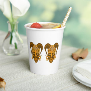 PAPER CUP WITH TARDITIONAL MASK ART