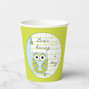 Paper Cups "Blue/Green Owl" 8 oz.