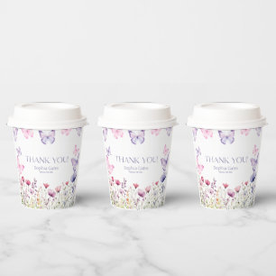 Paper Cups Butterfly pink and purple