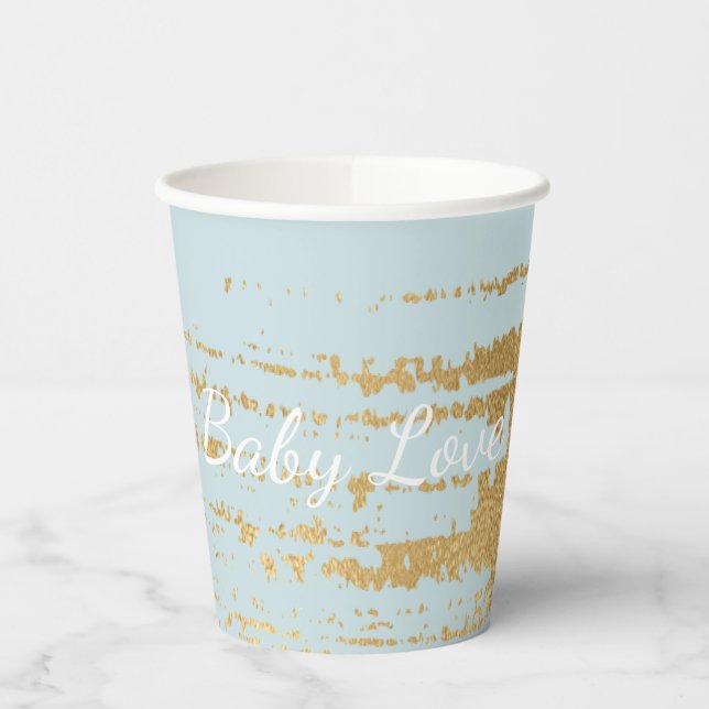 Paper Cups "Classic Light Gold/Blue"  8 oz. (Left)