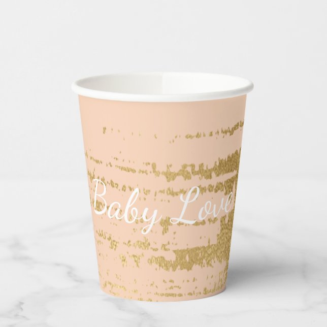 Paper Cups "Classic Light Gold/Pink"  8 oz. (Left)