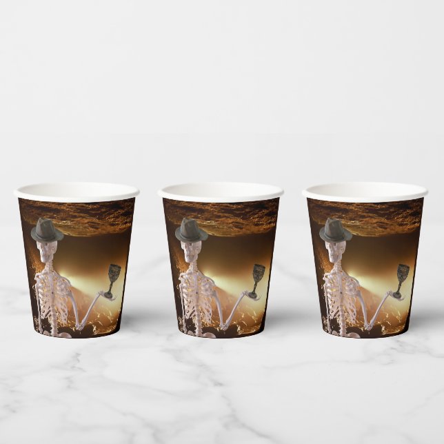 Paper Cups, "Indy" Bones Halloween Skeleton  Cups (Multi)