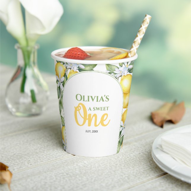 Paper Cups Lemon citrus 1st birthday.  (Insitu)