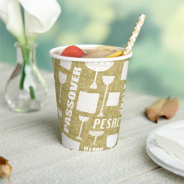 Paper Cups "Passover Gold" 8 oz. (Insitu)