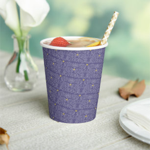 Paper Cups "Passover Gold Star/Purple" 8 oz.