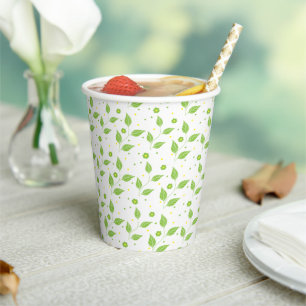 Paper Cups "Passover Green/Yellow Leaves" 8 oz.