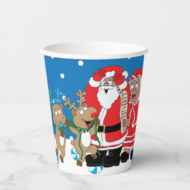 Paper Cups "Santa Claus Happy"  8 oz. (Front)