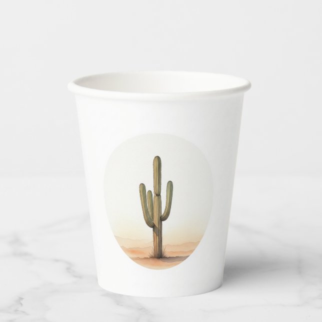Paper cups watercolour cactus (Front)