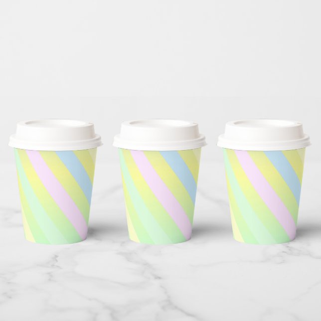 Paper Cups With Pastel Stripes (Multi)