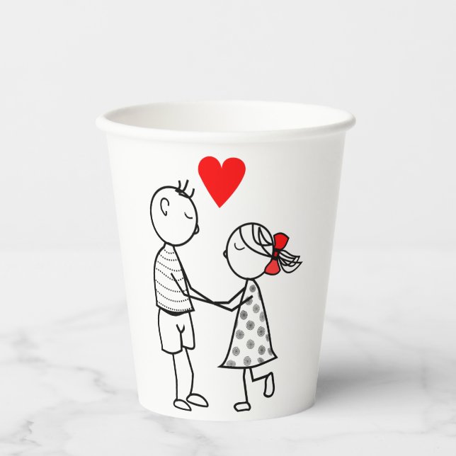 Paper Cups with Romantic Couple (Front)