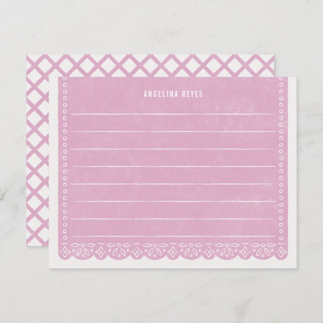 Paper Cut Banner Stationery - Lilac Invitation (Front/Back)