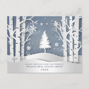 Paper Cut Christmas Composition Corporate Greeting Postcard