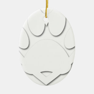 Paper Cut Dog Paw And Heart Shape Ceramic Ornament