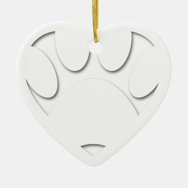 Paper Cut Dog Paw And Heart Shape Ceramic Tree Decoration (Front)
