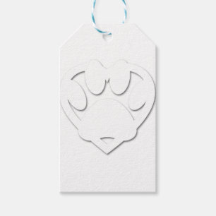 Paper Cut Dog Paw And Heart Shape Gift Tags