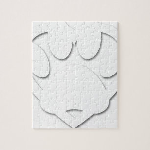 Paper Cut Dog Paw And Heart Shape Jigsaw Puzzle