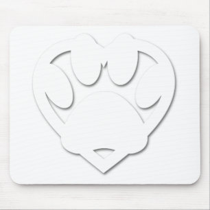 Paper Cut Dog Paw And Heart Shape Mouse Pad