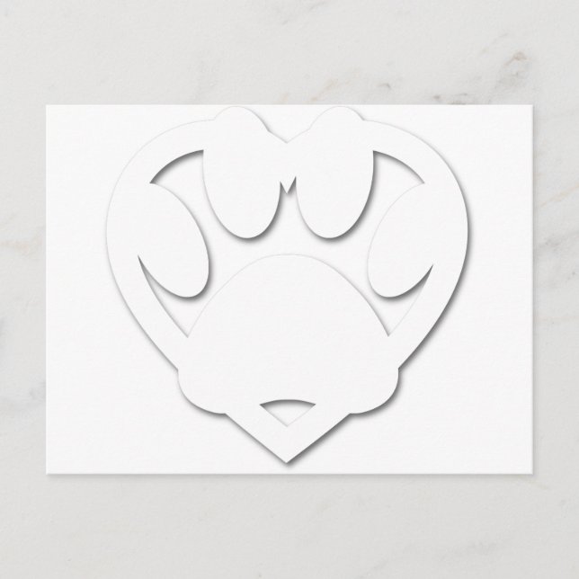 Paper Cut Dog Paw And Heart Shape Postcard (Front)