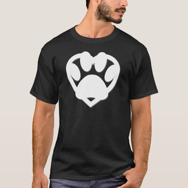 Paper Cut Dog Paw And Heart Shape T-Shirt (Front)