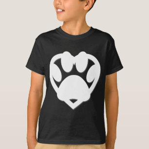 Paper Cut Dog Paw And Heart Shape T-Shirt