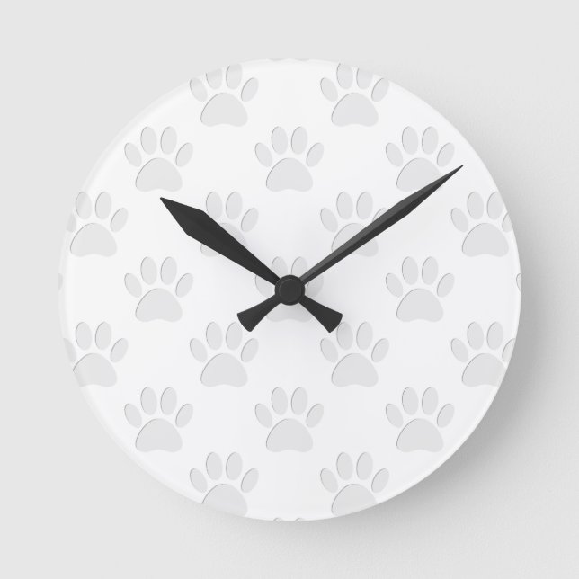 Paper Cut Dog Paw Pattern Round Clock (Front)