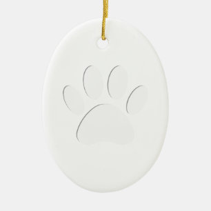 Paper Cut Dog Paw Print Ceramic Tree Decoration