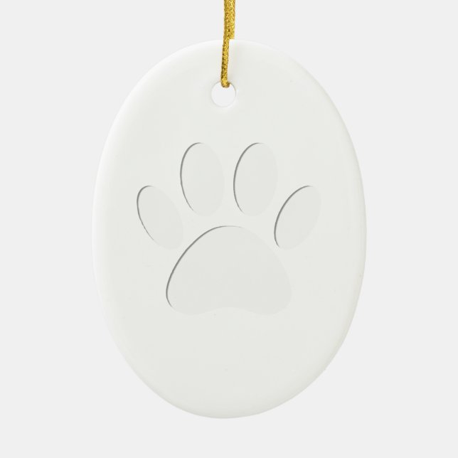 Paper Cut Dog Paw Print Ceramic Tree Decoration (Front)