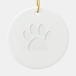 Paper Cut Dog Paw Print Ceramic Tree Decoration