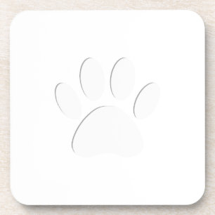 Paper Cut Dog Paw Print Coaster