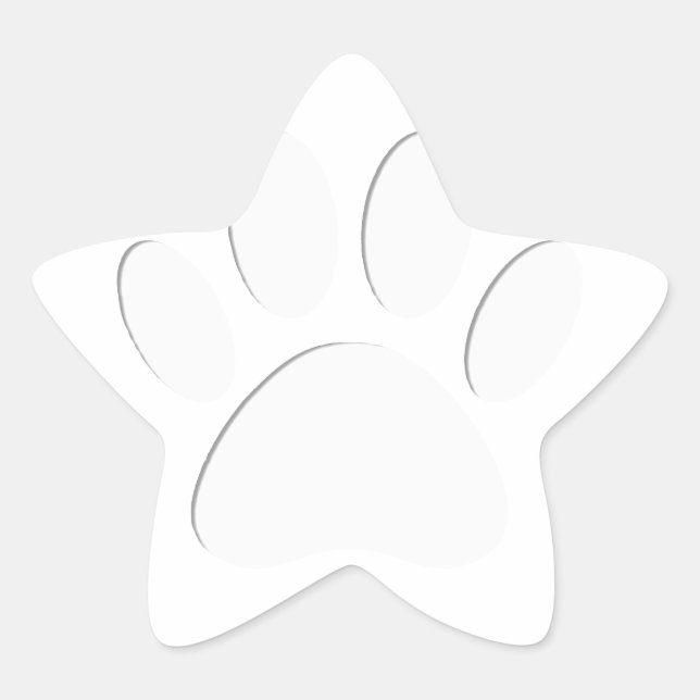 Paper Cut Dog Paw Print Star Sticker (Front)