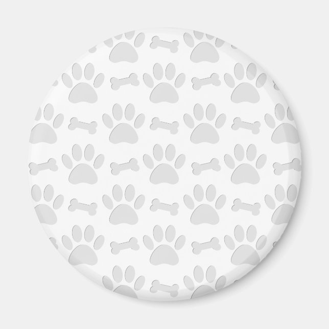Paper Cut Dog Paws And Bones Pattern Magnet (Front)