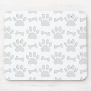 Paper Cut Dog Paws And Bones Pattern Mouse Pad