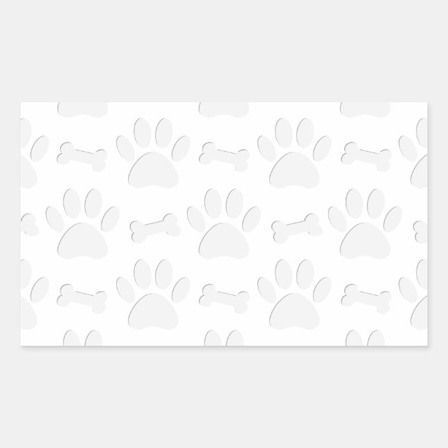 Paper Cut Dog Paws And Bones Pattern Rectangular Sticker (Front)
