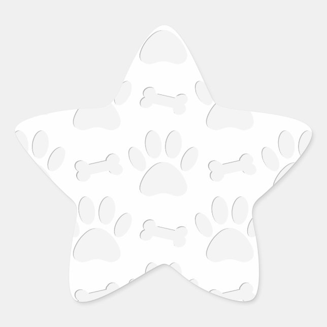 Paper Cut Dog Paws And Bones Pattern Star Sticker (Front)