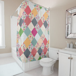 paper cut flower diamonds shower curtain