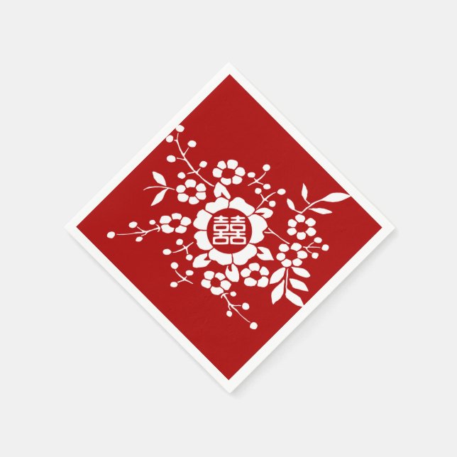 Paper Cut Flowers • Double Happiness Napkin (Corner)