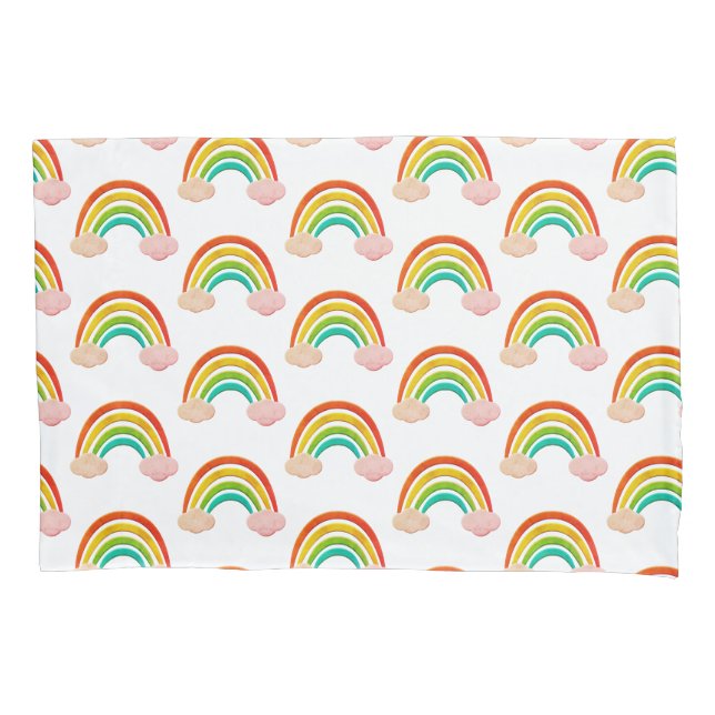 Paper Cut Rainbow And Pink Clouds Pillowcase (Front)