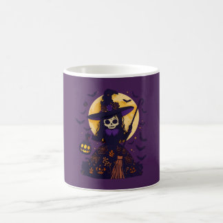 Paper Cut Witch Skeleton Full Moon Halloween Spook Coffee Mug