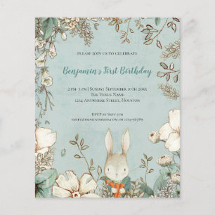 PAPER Cute Bunny Foliage 1st Birthday Boy Invite