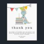 PAPER | Cute Dinosaur Cake Kids Birthday Thank You<br><div class="desc">PAPER | Cute Dinosaur Cake Kids Birthday Thank you. A great value PAPER (not card) alternative WITHOUT ENVELOPES at SMALLER size 4.5” x 5.6” and at a budget price. (Standard A6 envelopes are the nearest size to fit). The header is large in stylish lowercase with the details beneath. Easily personalise...</div>