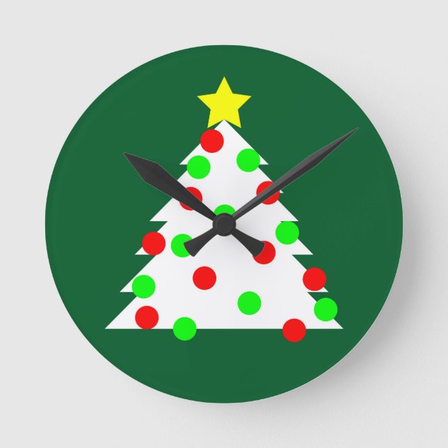 Paper Cutout Christmas Tree Round Clock (Front)