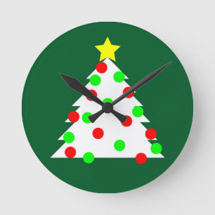 Paper Cutout Christmas Tree Round Clock