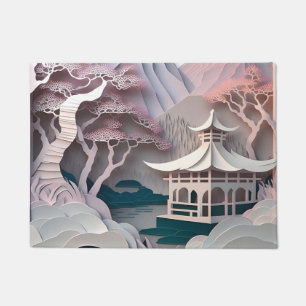 Paper Cutout Pavilion Landscape Door Mat