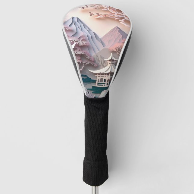 Paper Cutout Pavilion Landscape Golf Head Cover (Front)