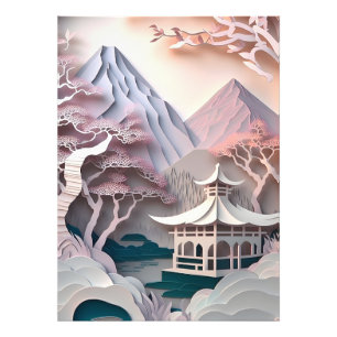 Paper Cutout Pavilion Landscape Photo Enlargement