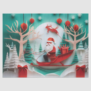 Paper Cutout Santa Origami Christmas Holiday Scene