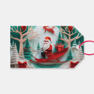 Paper Cutout Santa Origami Christmas Holiday Scene Gift Tags